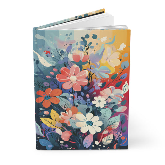 Rainbow Blooming - Hardcover Lined Notebook