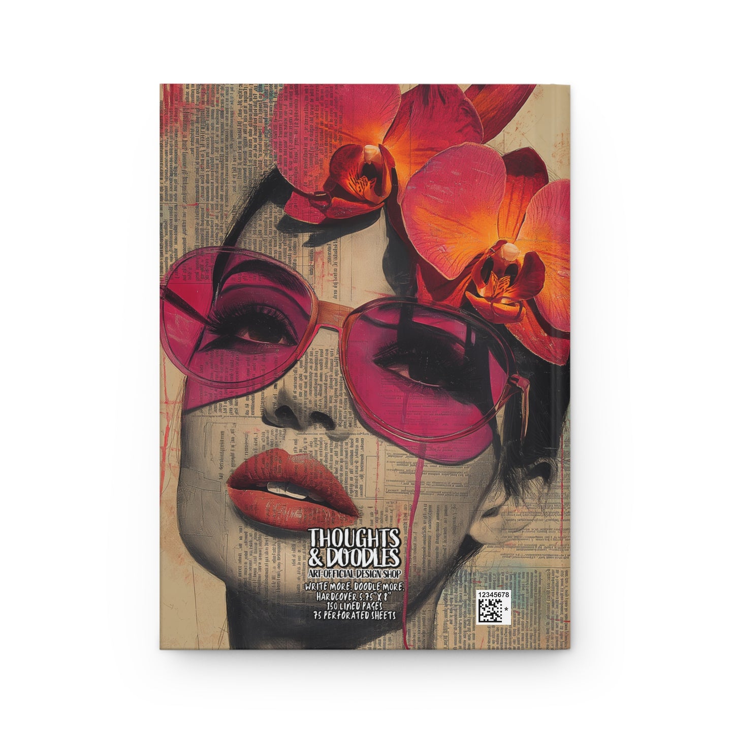 Magenta Reflections - Hardcover Lined Notebook