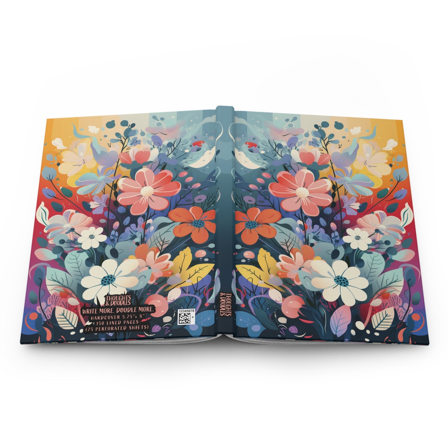 Rainbow Blooming - Hardcover Lined Notebook